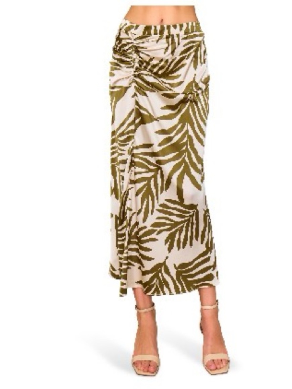 MELLODAY Olive Leaf Print Maxi Skirt